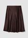 Brown satin midi skirt in stretch fabric_0