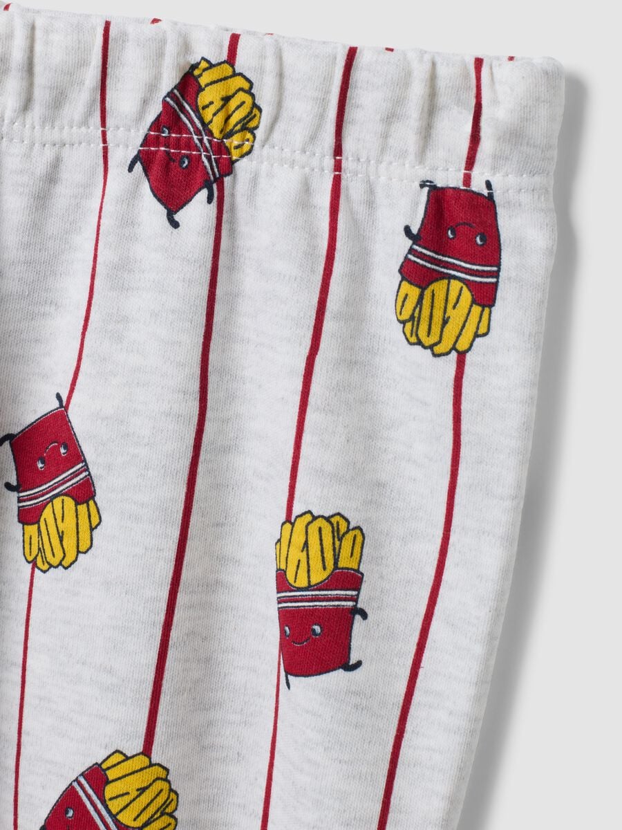 Grey and red crew-neck pyjamas in organic cotton and viscose blend_2