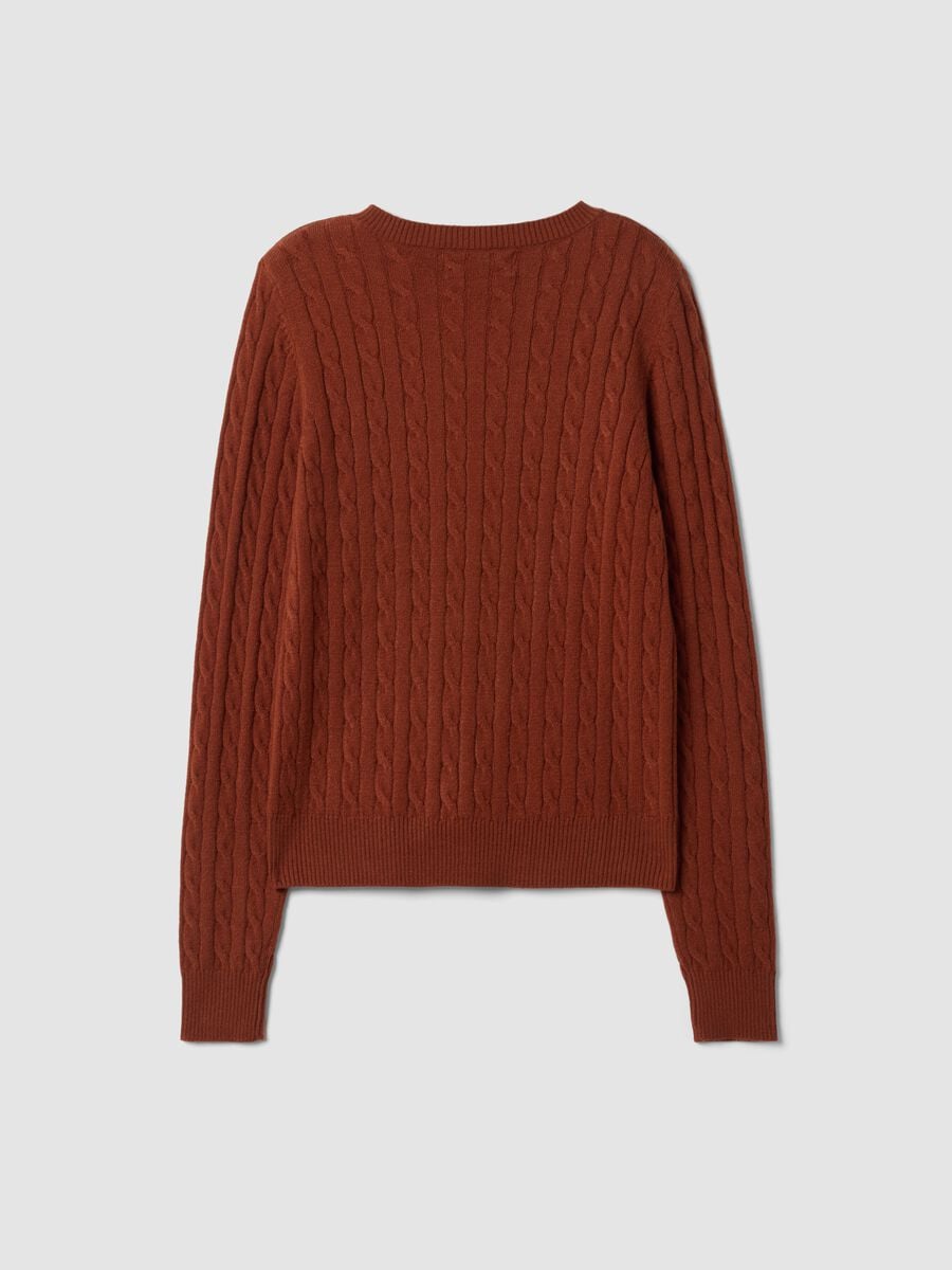 Maglia girocollo rossa a trecce regular fit_6