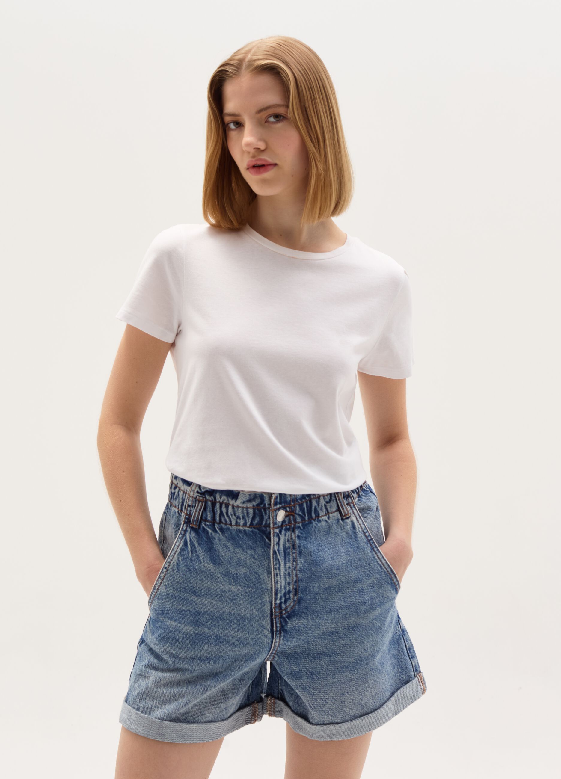 Shorts paper bag in denim