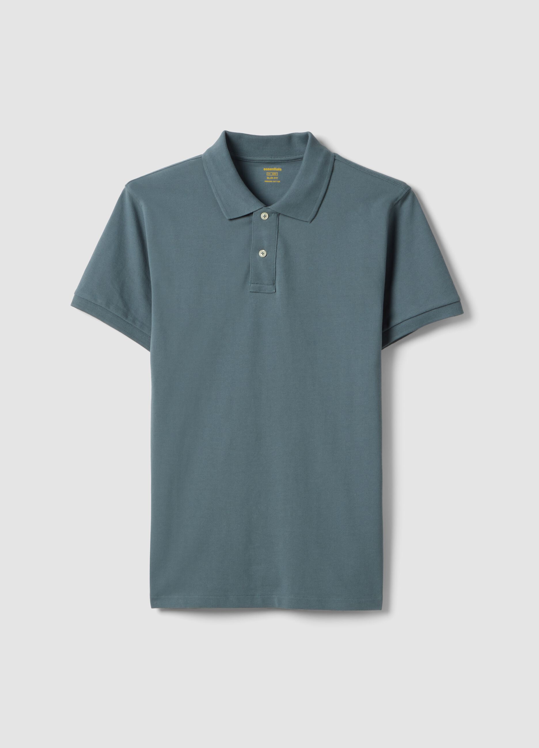 Slim fit grey pure cotton polo