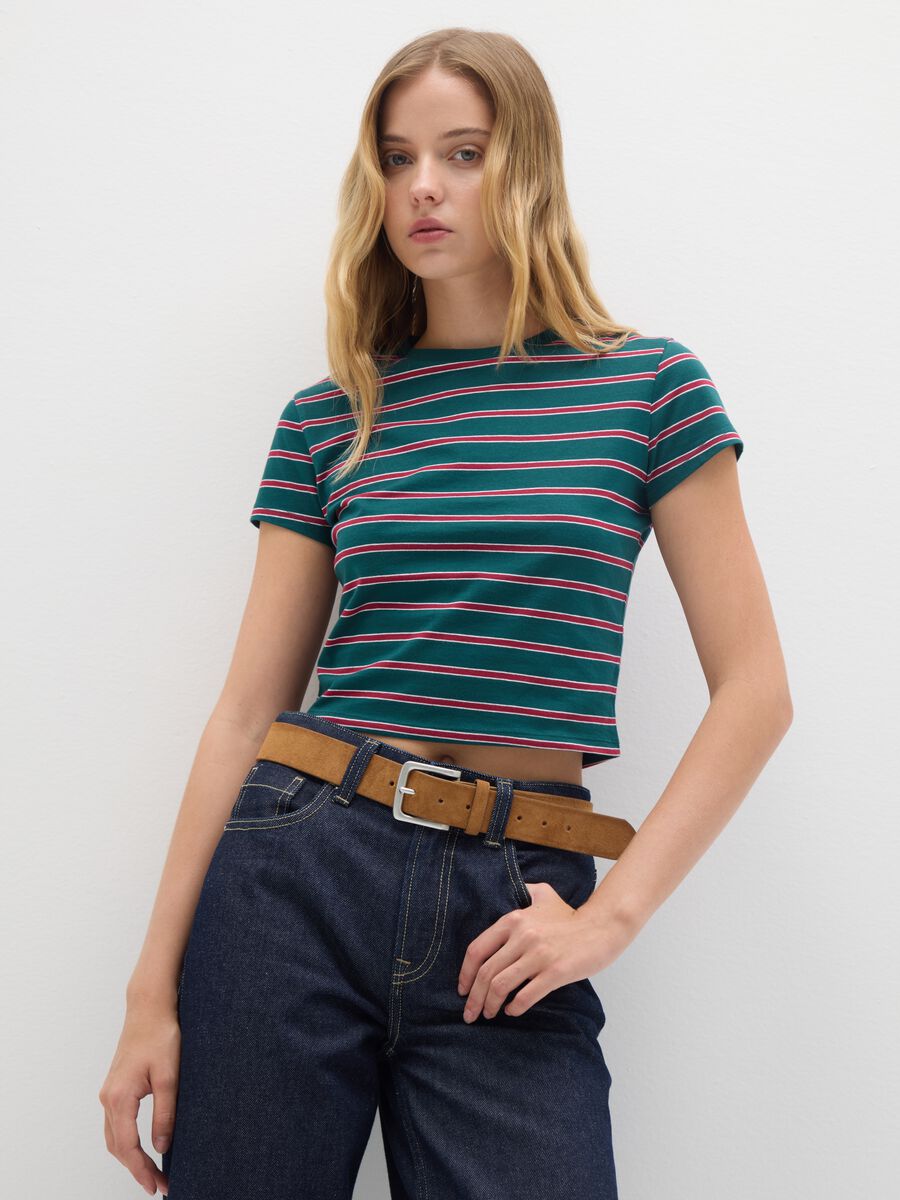 T-shirt in puro cotone multicolor fitted_0