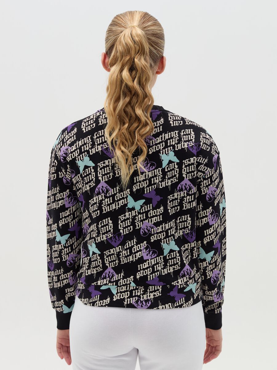 Cotton sweatshirt with gothic print_1