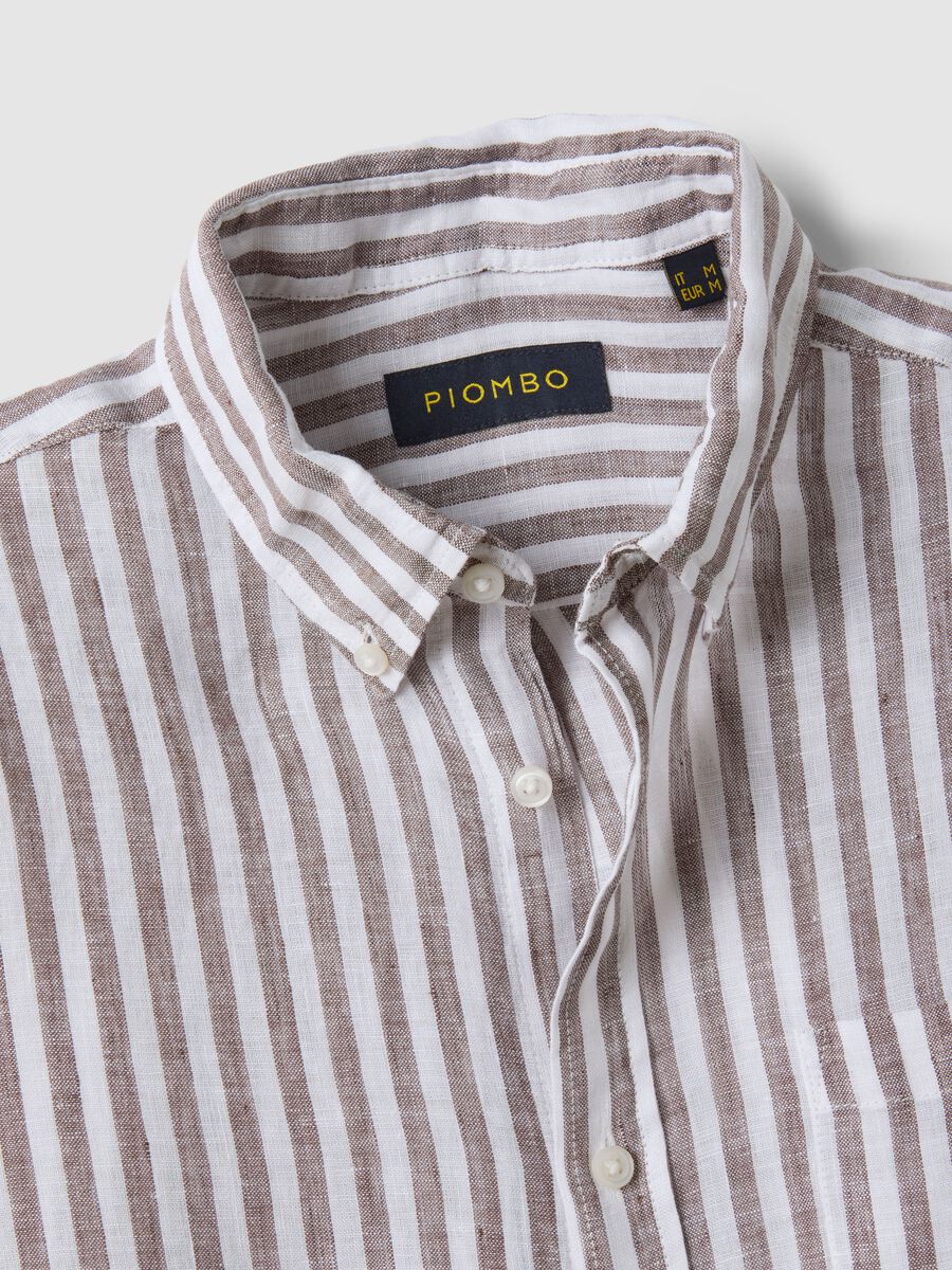 Camicia a maniche lunghe in puro lino a righe multicolor regular fit_5