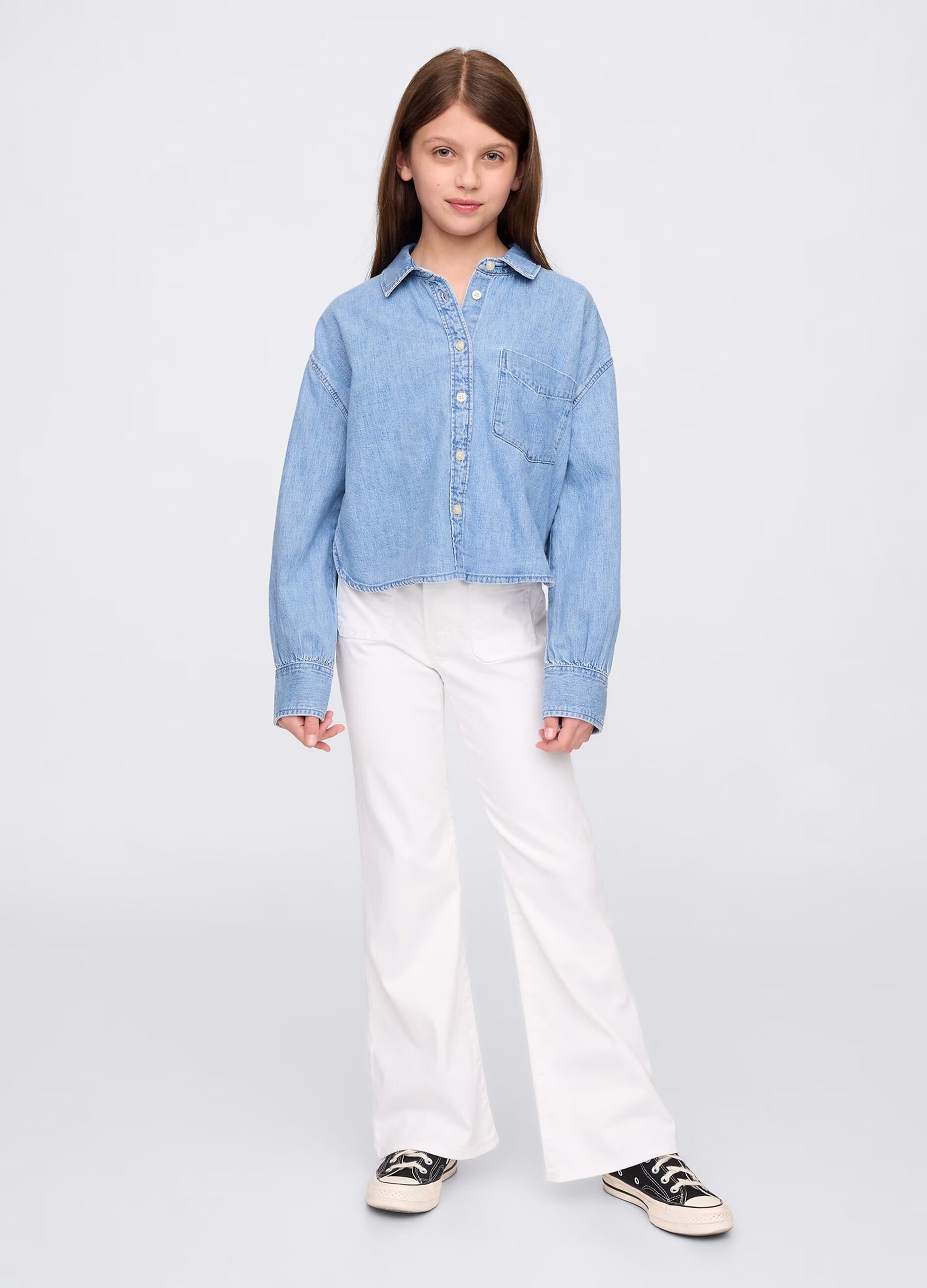 White flared jeans