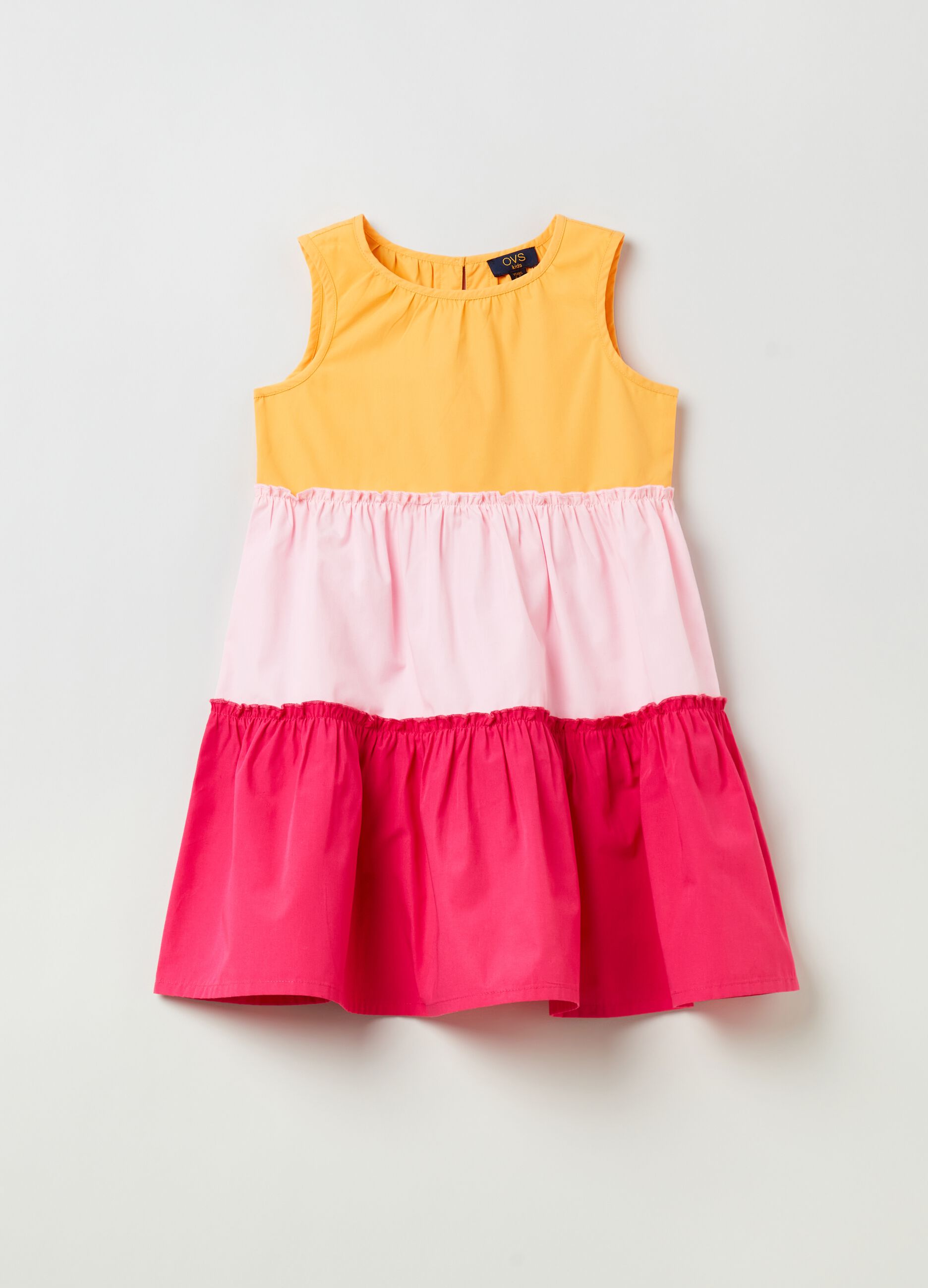 Vestito smanicato color block_0