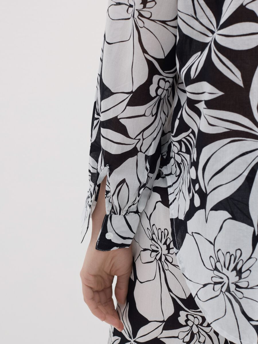 Women's long multicoloured shirt in 100% cotton with regular fit and print_2