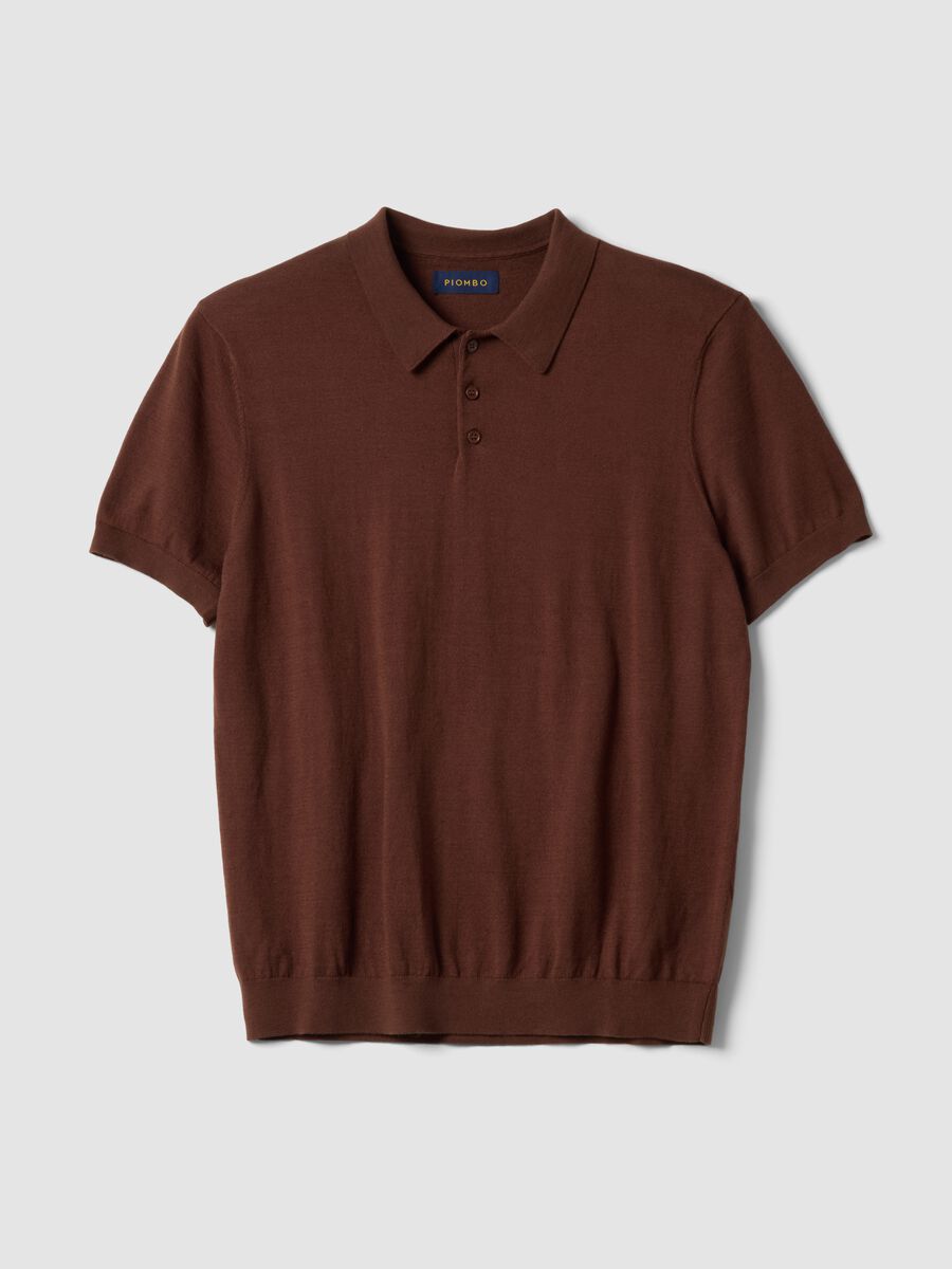 Brown regular fit polo in cotton, linen, and silk blend_4
