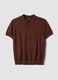 Brown regular fit polo in cotton, linen, and silk blend_4