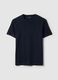 Blue linen-cotton blend regular fit t-shirt_4