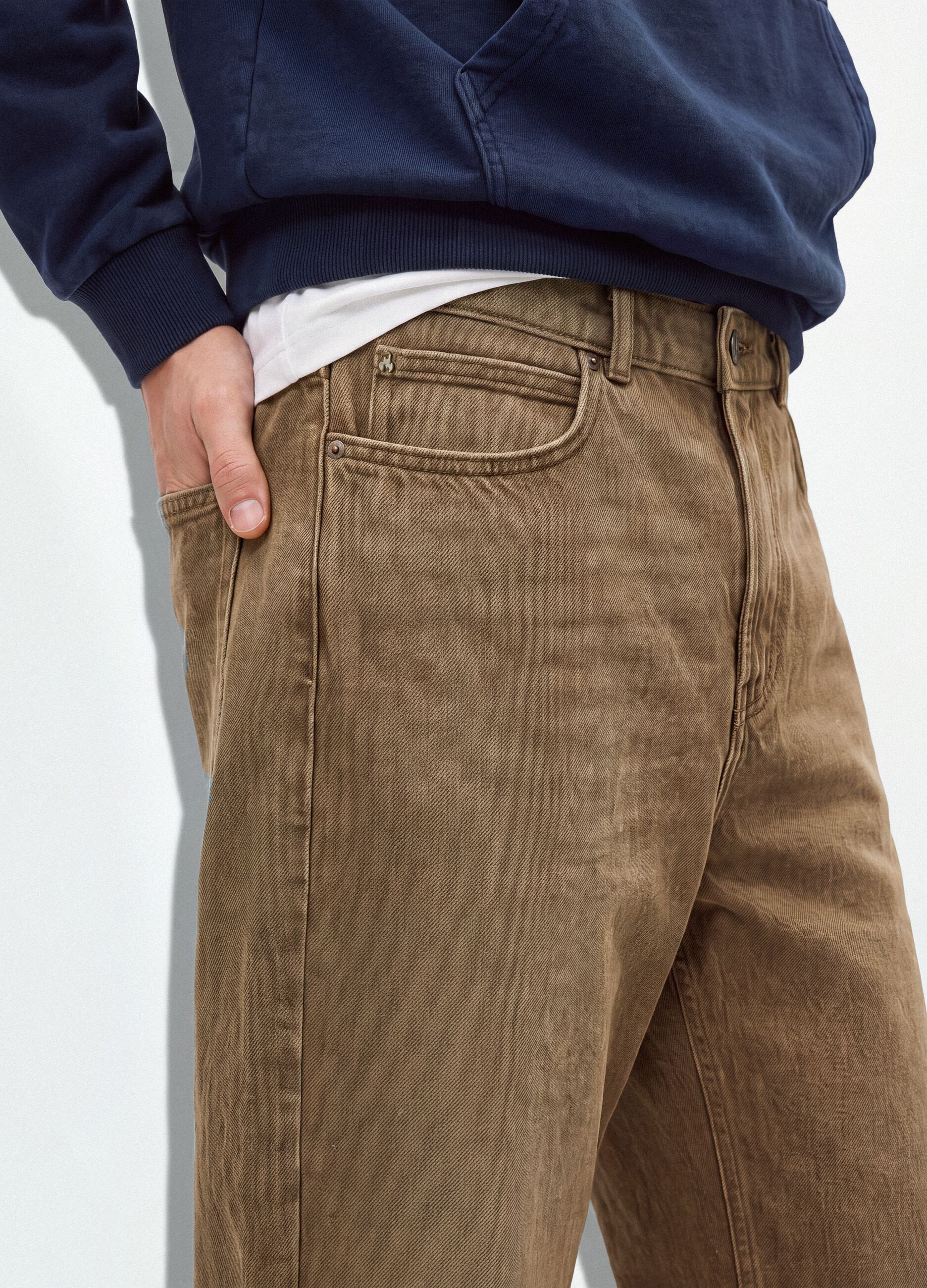 Jeans marroni in puro cotone barrel fit