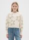 Girls' beige regular fit sweater with decorative stars_0
