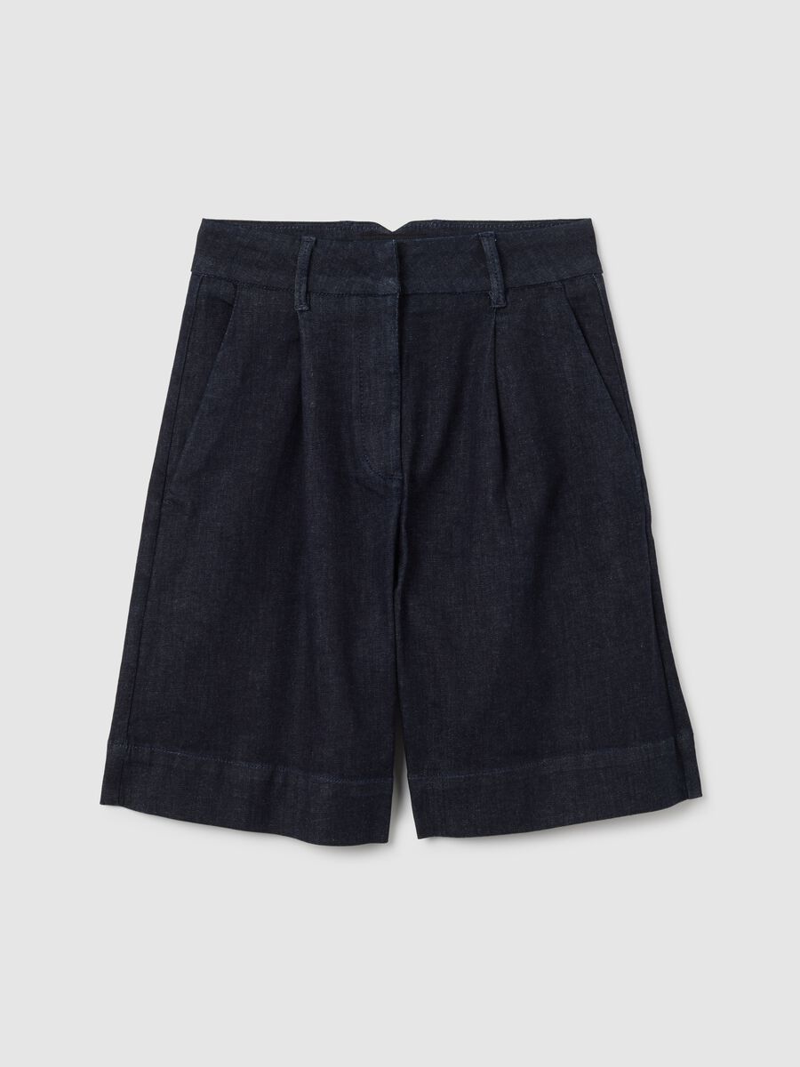 Women's Wide Leg Denim Blue Shorts_4