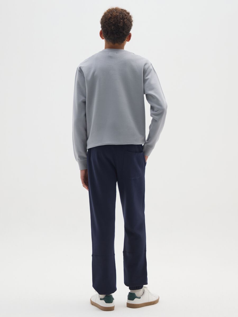 Pantaloni jogger blu da ragazzo in puro cotone vestibilità over_1