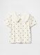 White heart t-shirt for girls with decorative collar in cotton_0