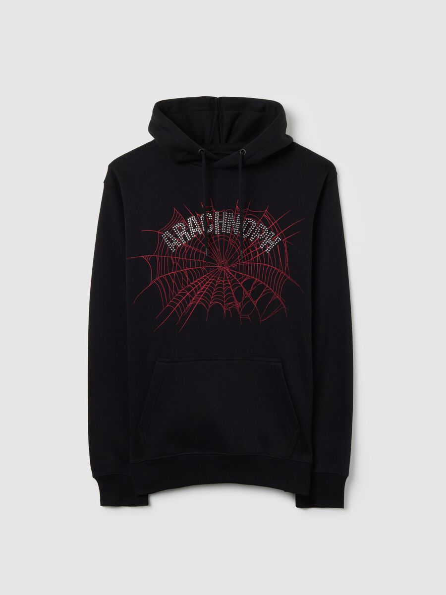 Black cotton blend hoodie_0