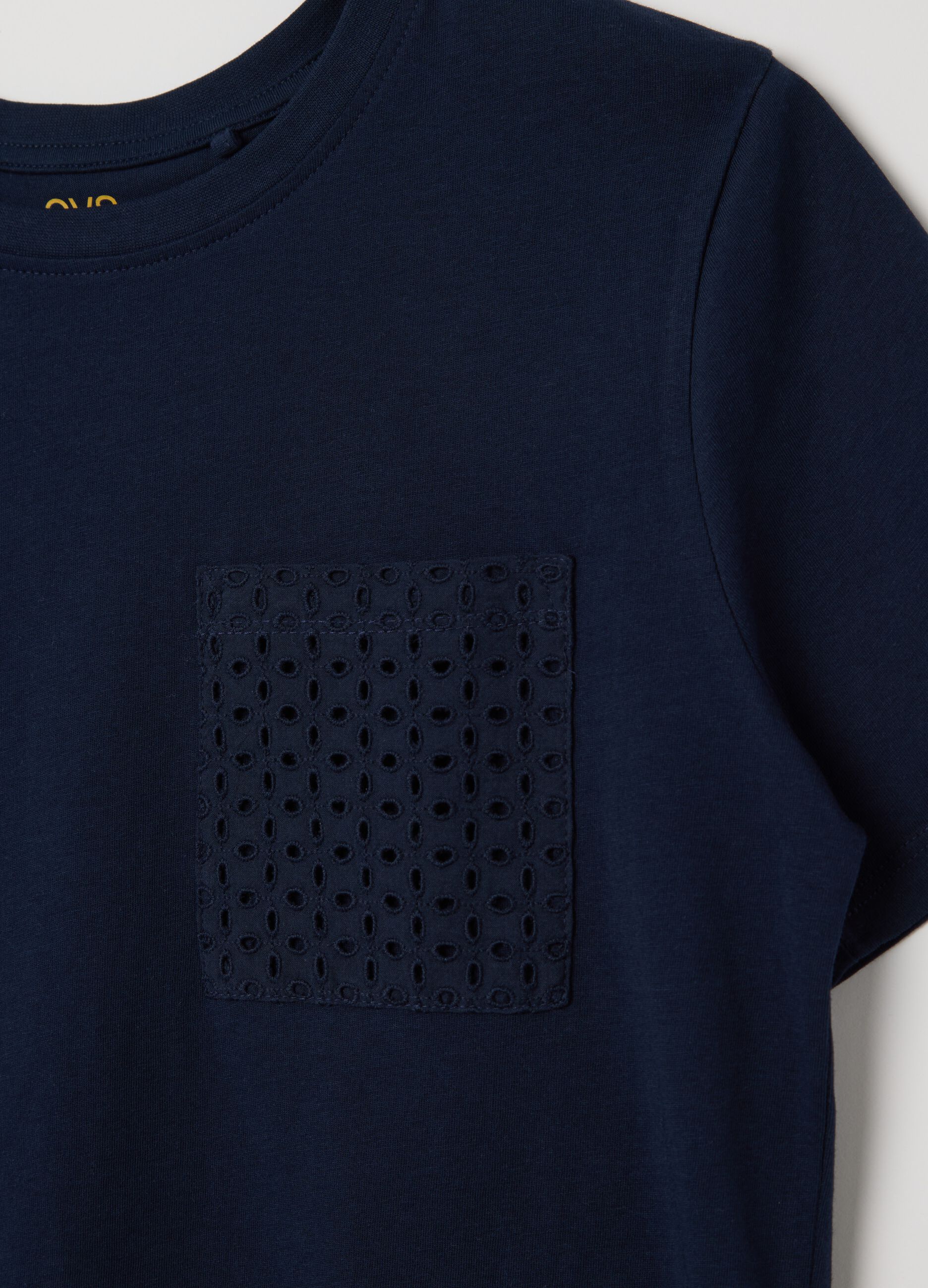 Blue T-shirt with embroidered pocket in Ovs cotton