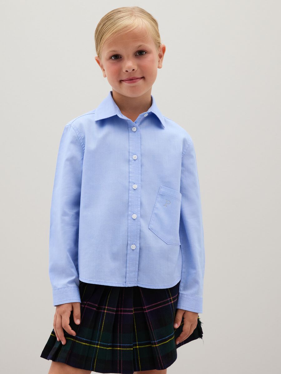 Girls' pure cotton light blue shirt regular fit_0