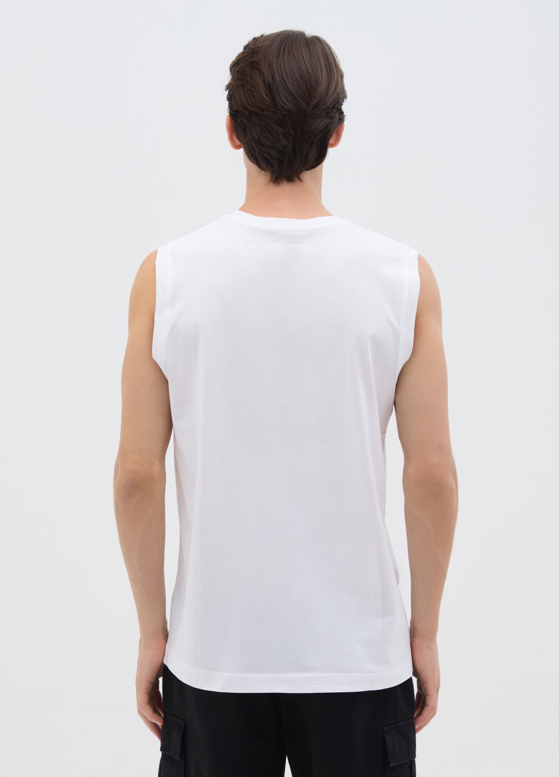 Canotta da uomo in puro cotone bianca regular fit