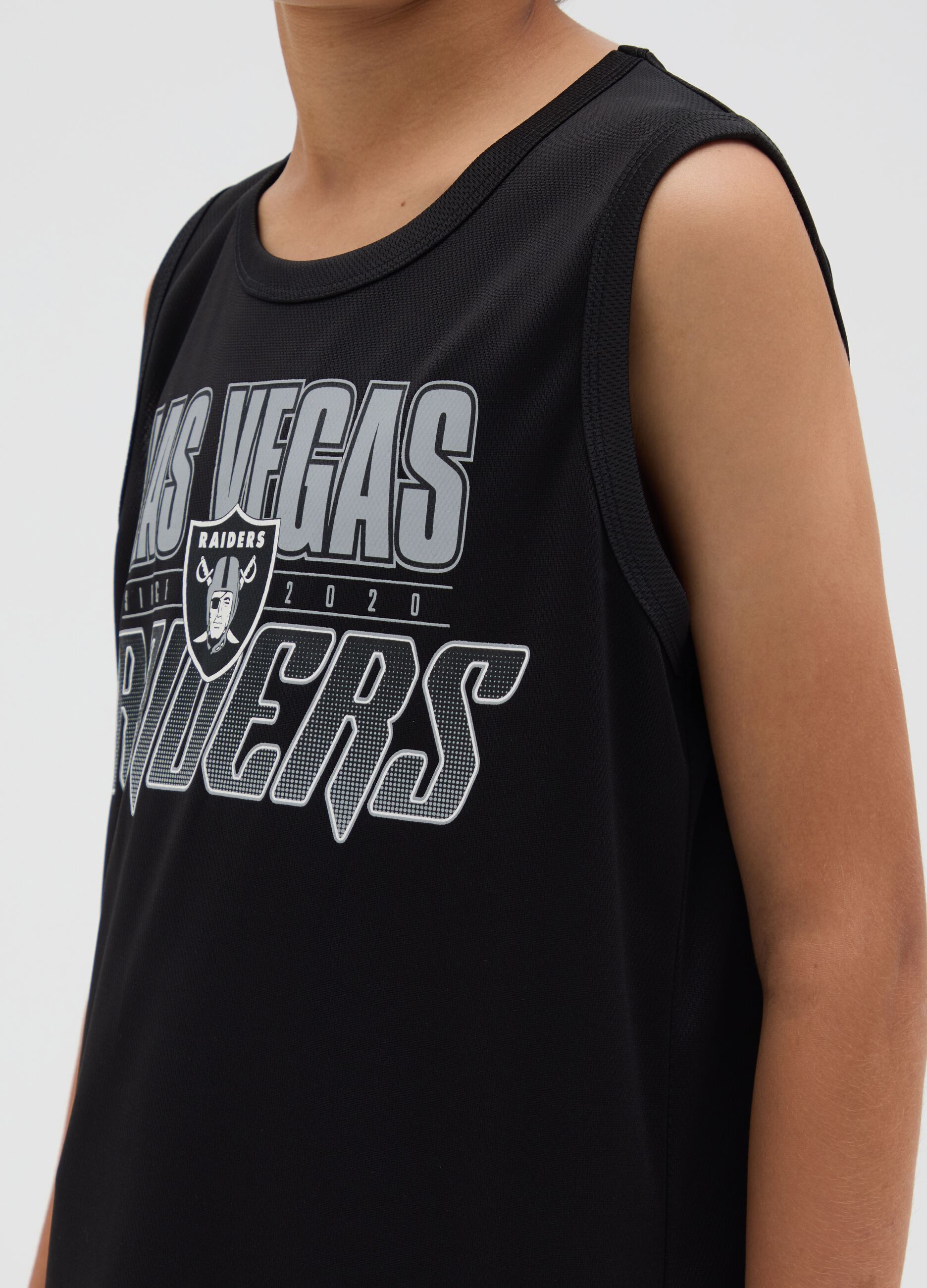 Kids' Black Regular Fit Vest with Las Vegas Raiders Logo