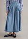 Long light blue skirt in pure cotton with pleats_1