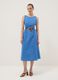 Blue pure cotton dress with boat neckline_1