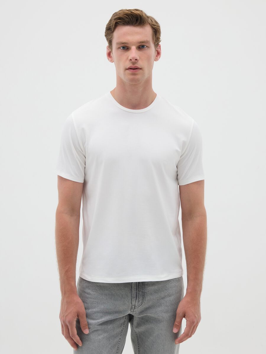 Men's White Stretch Cotton T-Shirt_0