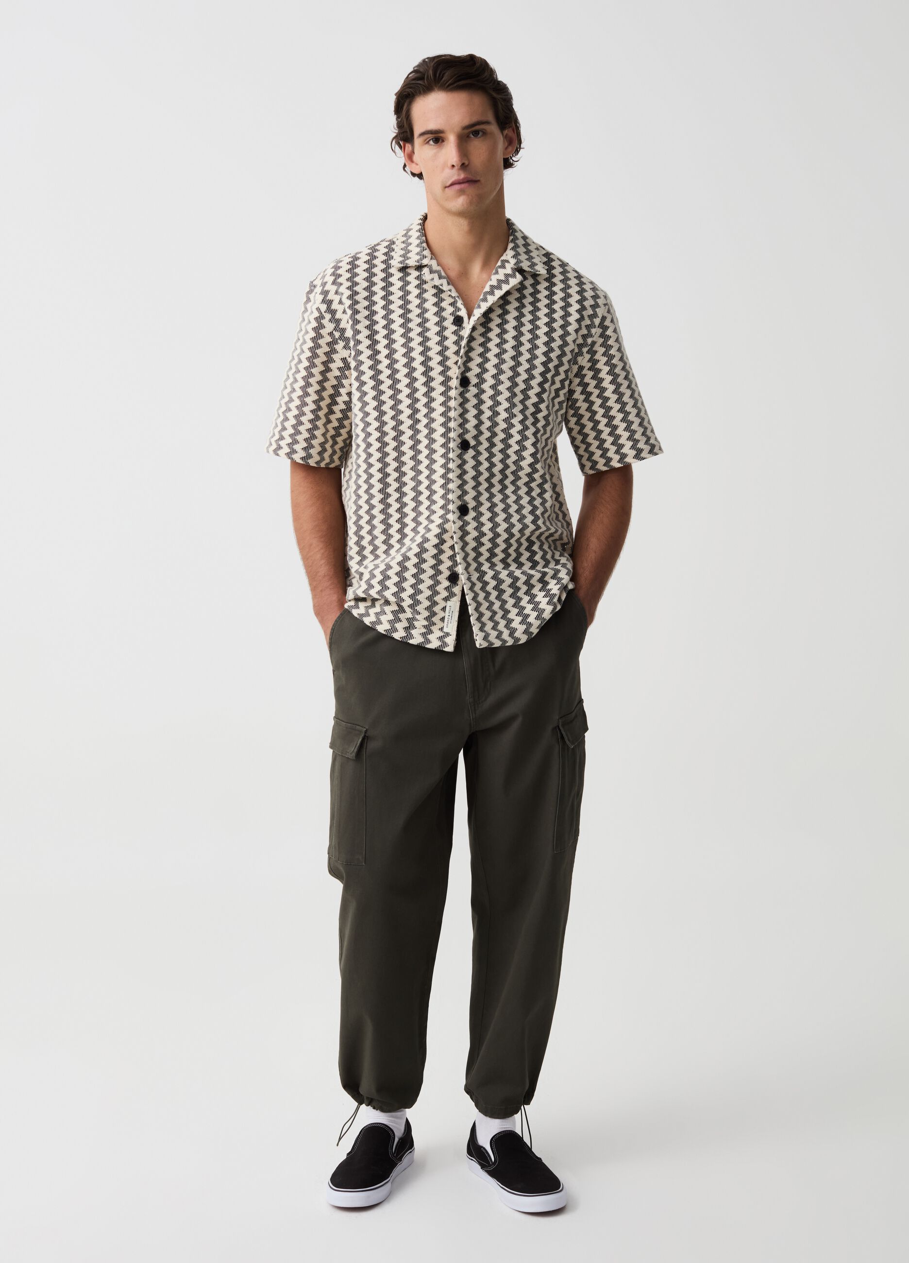 Pantalone cargo in cotone stretch