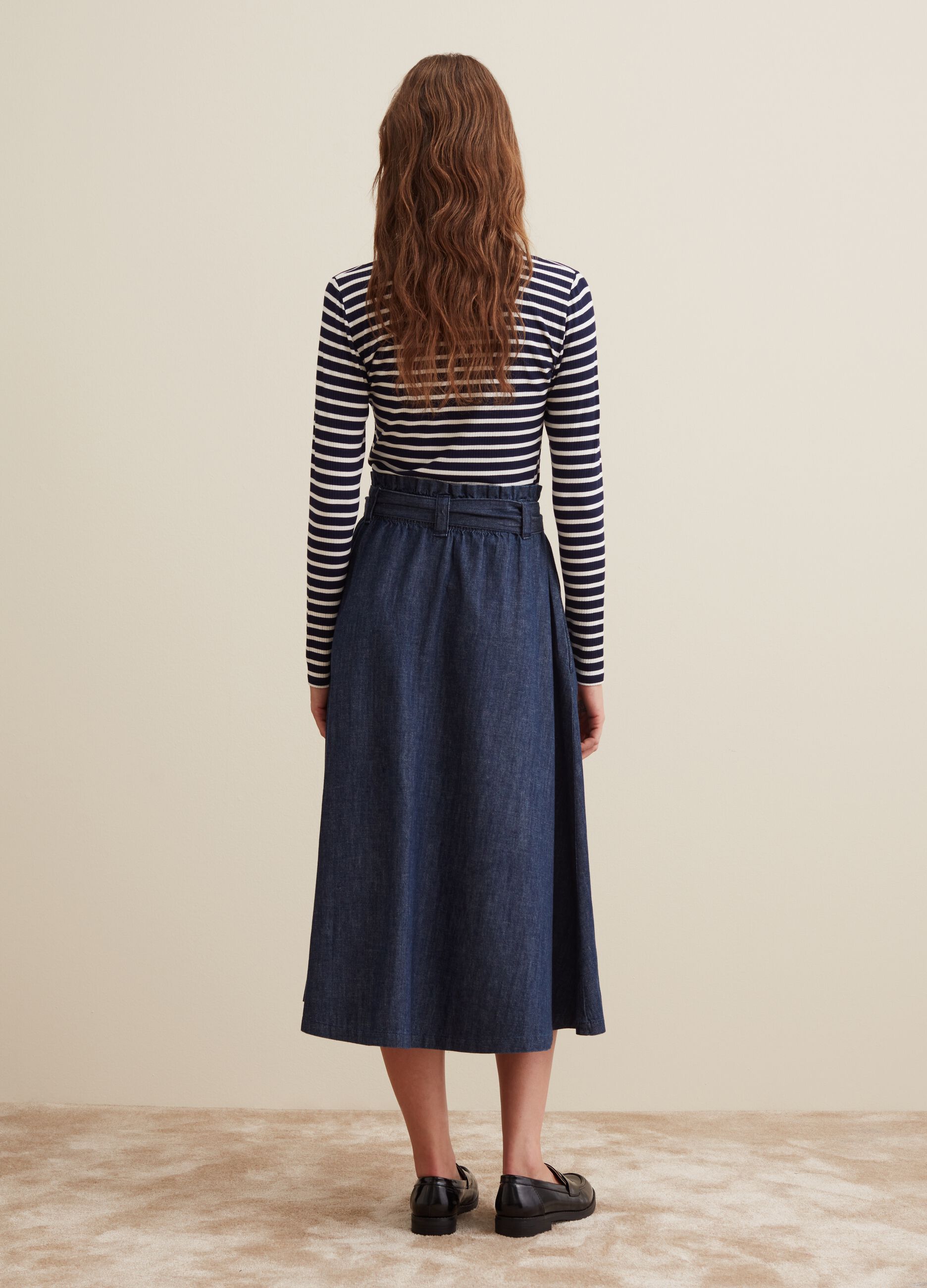 Gonna a ruota in denim con cintura_2