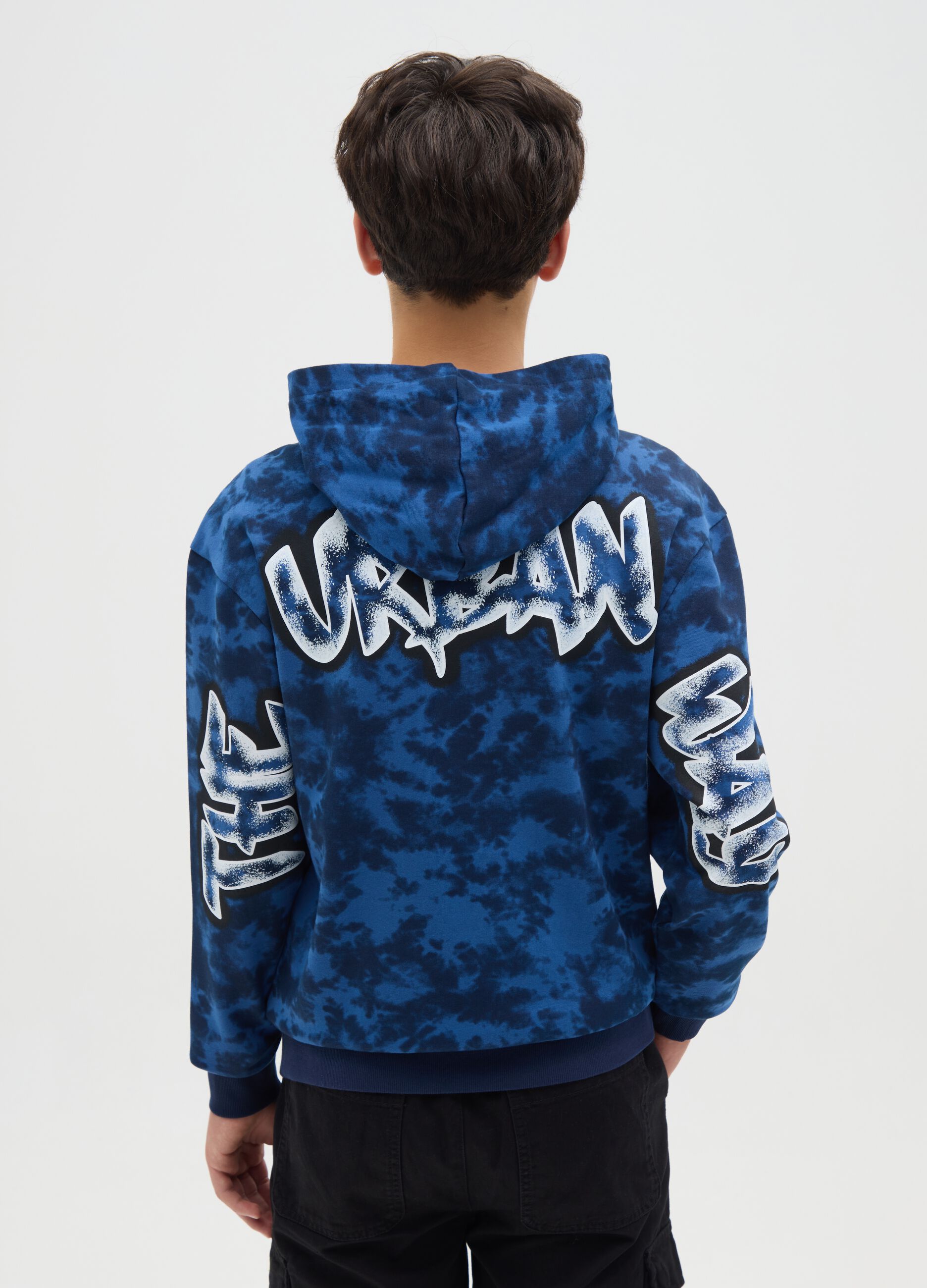 Tie-dye French terry sweatshirt with hood