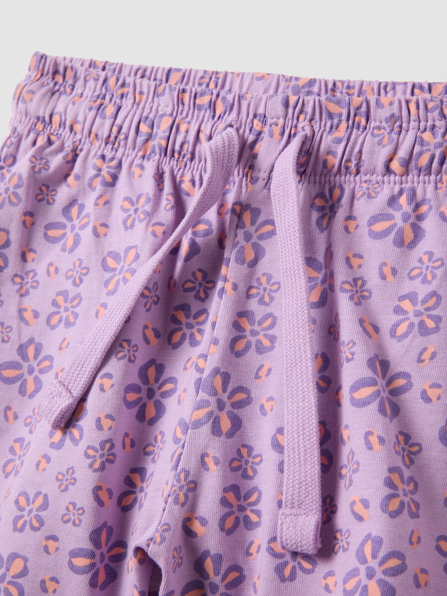 Purple pure cotton shorts with floral print_2