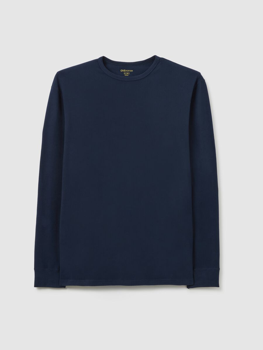 T-shirt a maniche lunghe blu regular fit_4