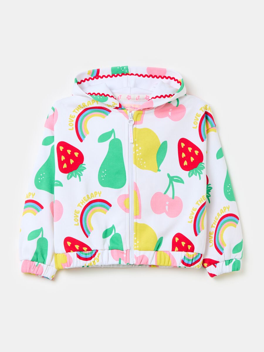 Full-zip con cappuccio e stampa frutta_0