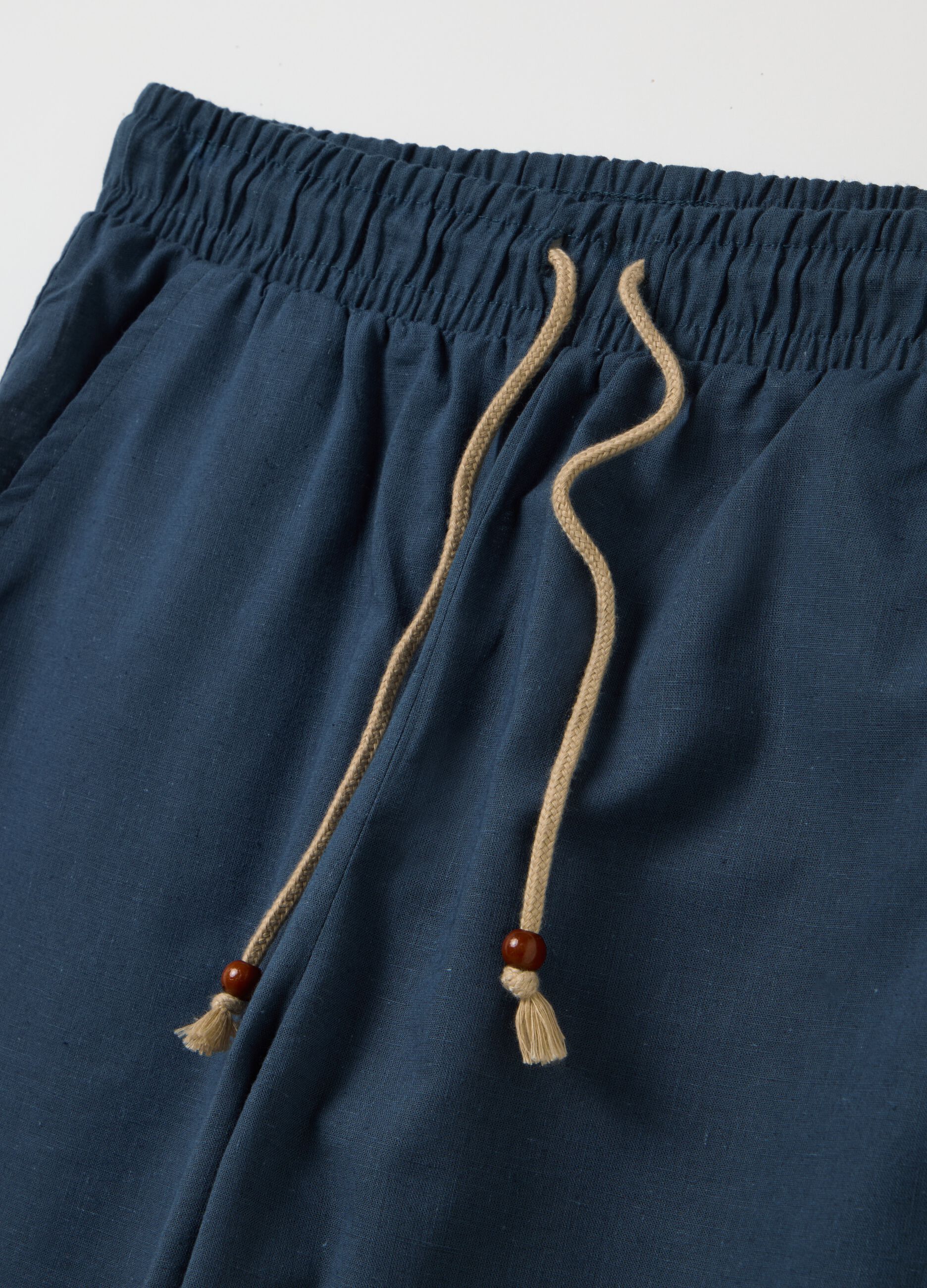 Men's Blue Cotton Blend Regular Fit Trousers