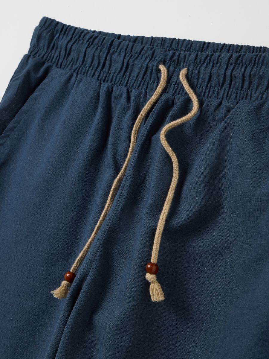 Men's Blue Cotton Blend Regular Fit Trousers_5