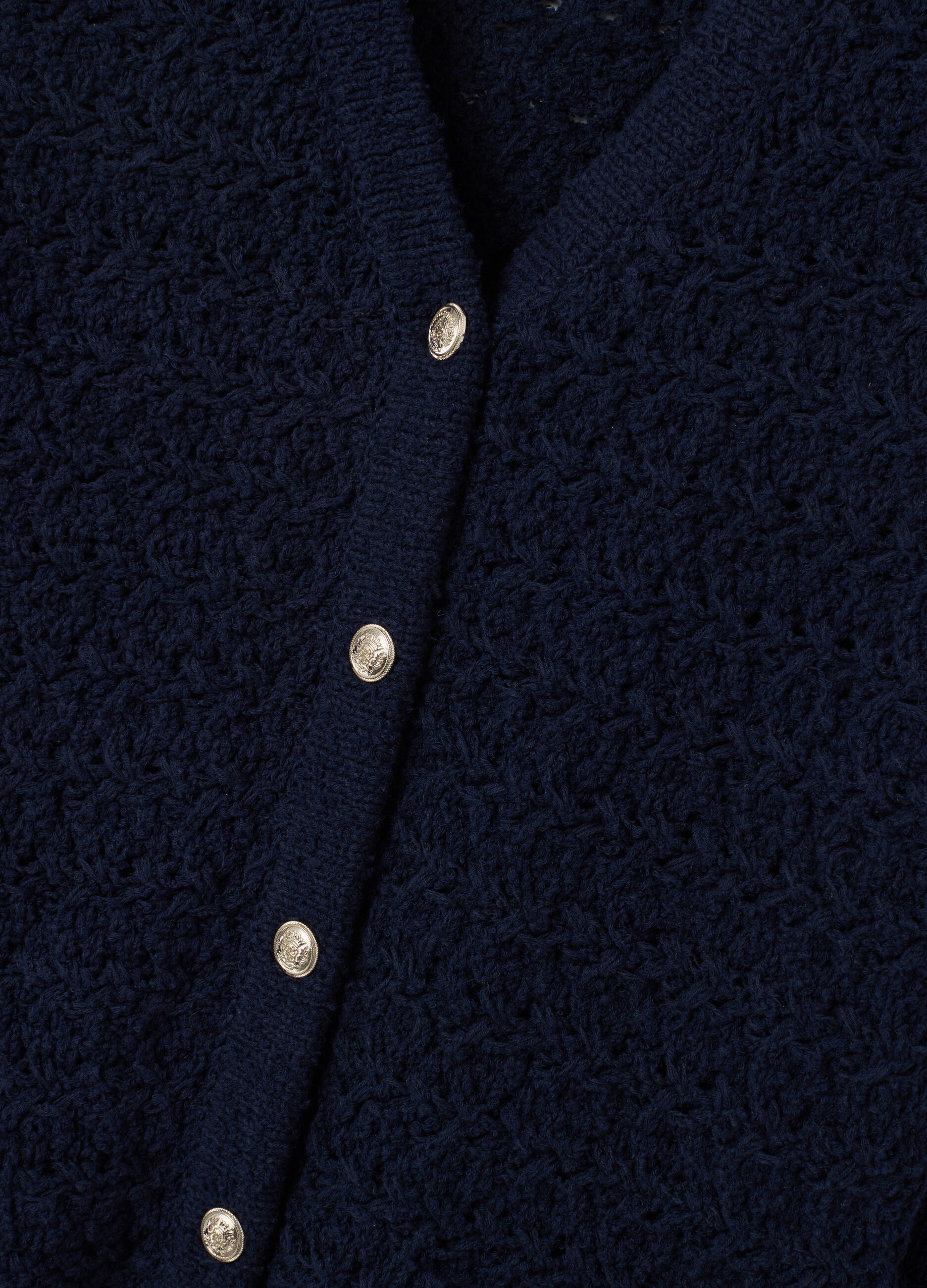 Cardigan blu in maglia strutturata