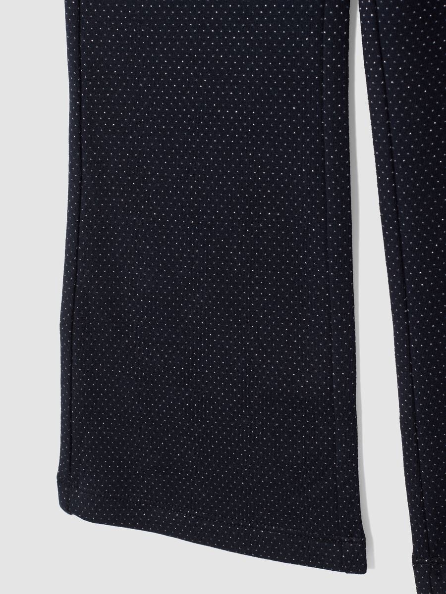 Blue flared stretch cotton leggings_3