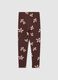 Girls' skinny cotton leggings in brown with floral prints_1