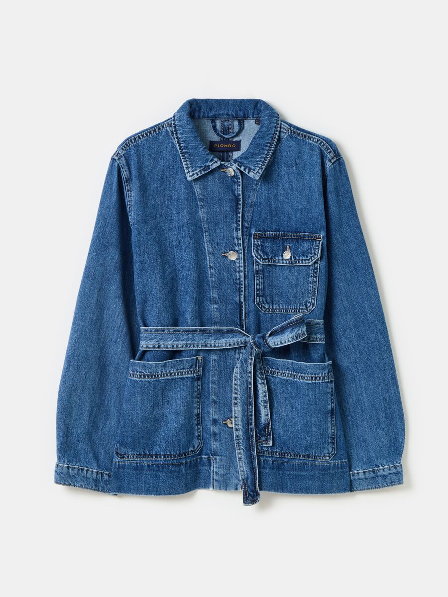 Denim shacket with belt_3