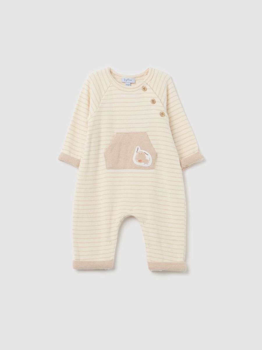 Onesie with striped pattern with puppy_0