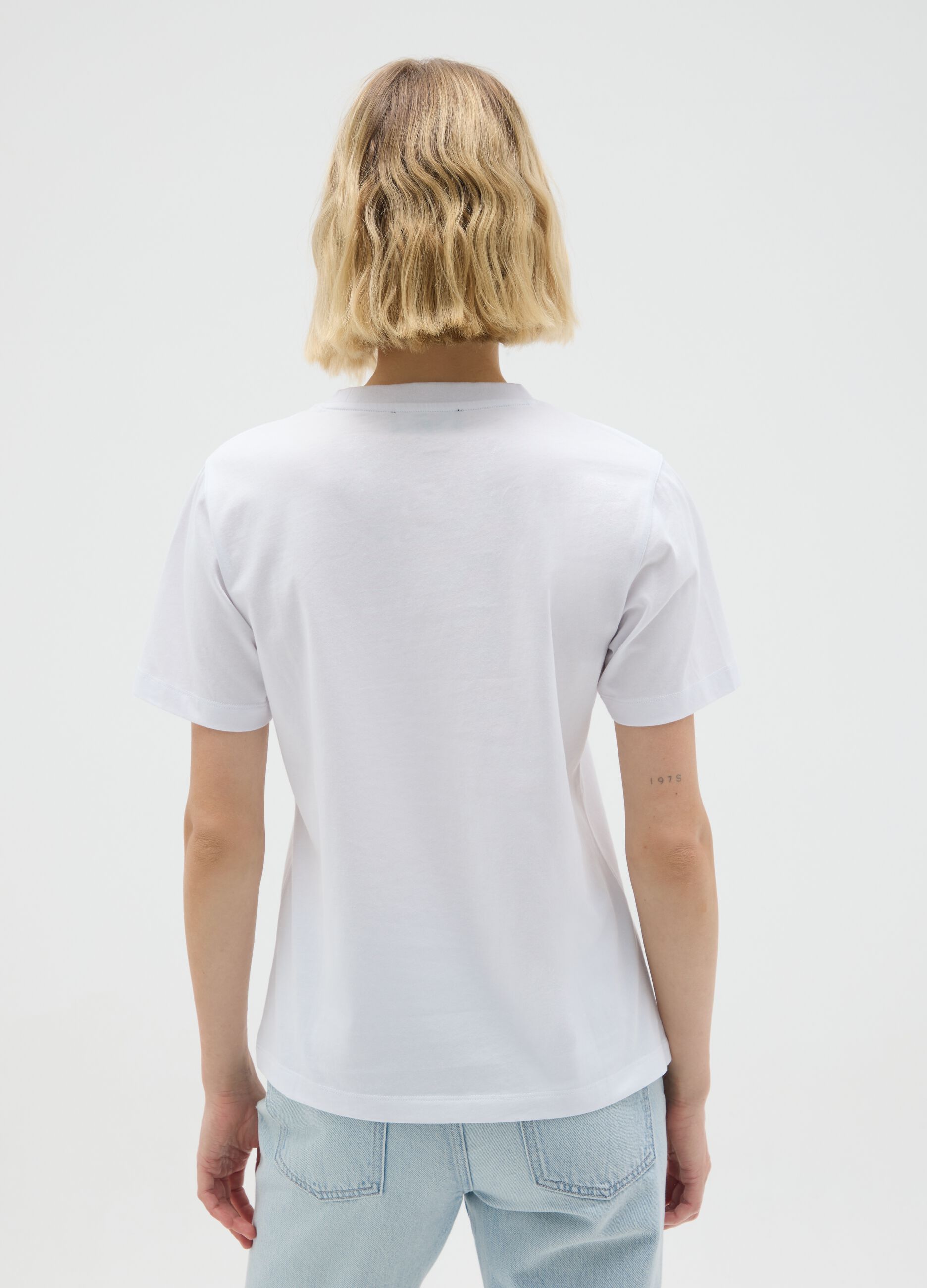 White pure cotton regular fit T-shirt with Minnie print