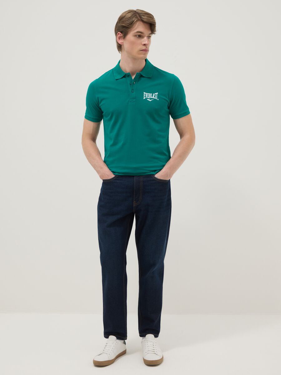 Short-sleeved pure cotton polo in green_1