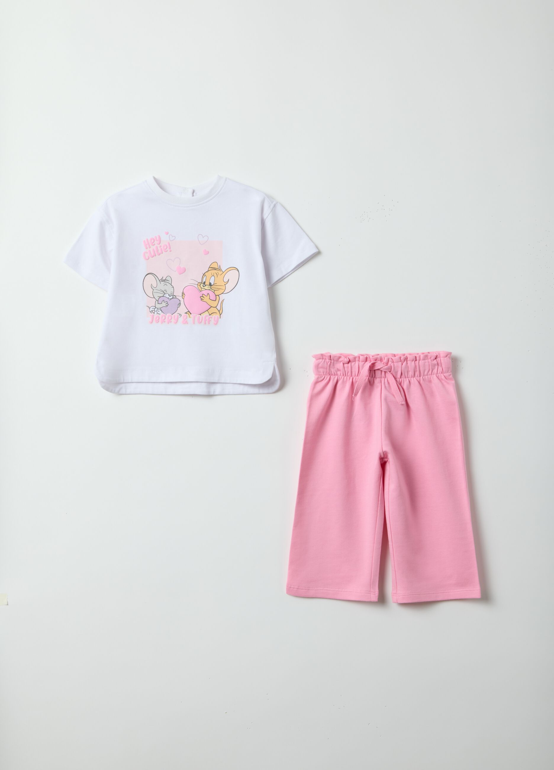 Set t-shirt pantalone in misto cotone multicolor da bimba regular fit