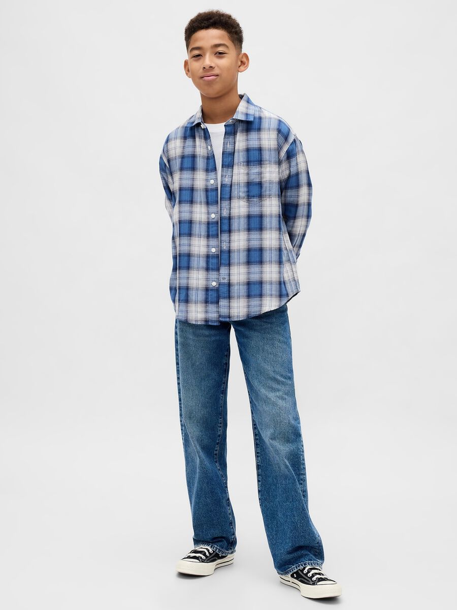 Camicia blu a maniche lunghe in cotone_2