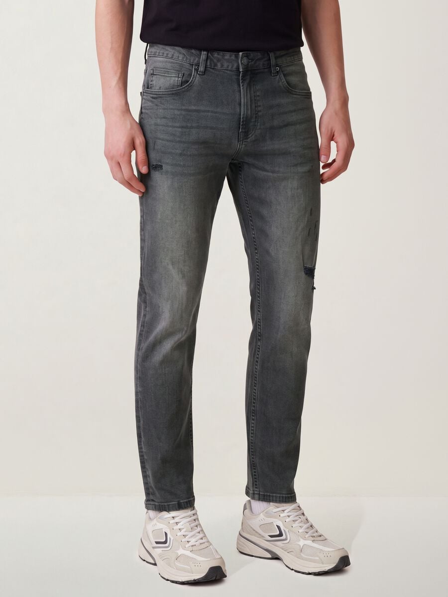 Regular-fit grey denim jeans in stretch cotton_2
