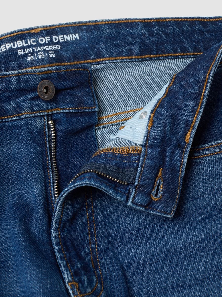 Blue slim-fit stretch cotton jeans_6