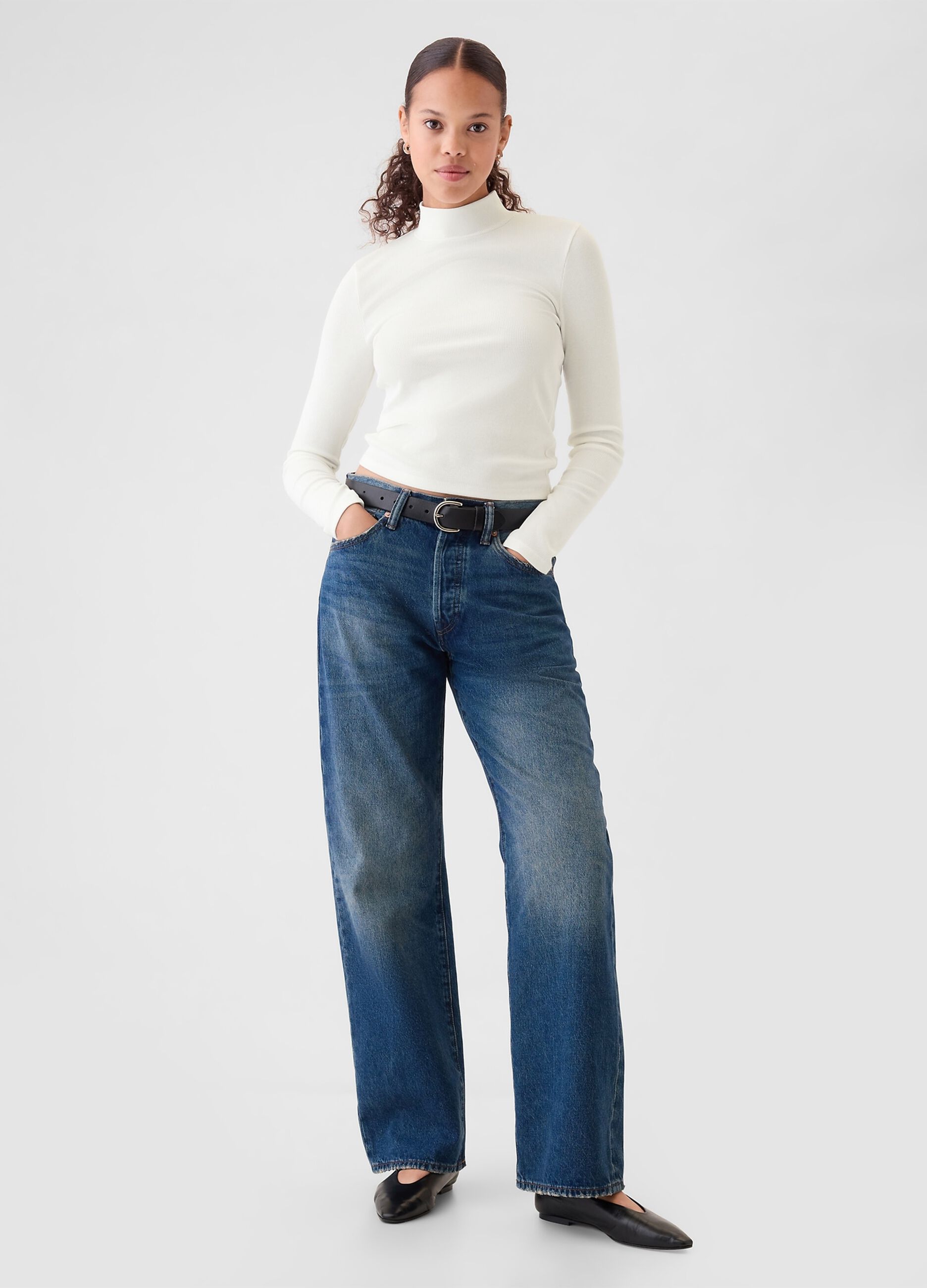 Ribbed T-shirt in stretch modal and cotton