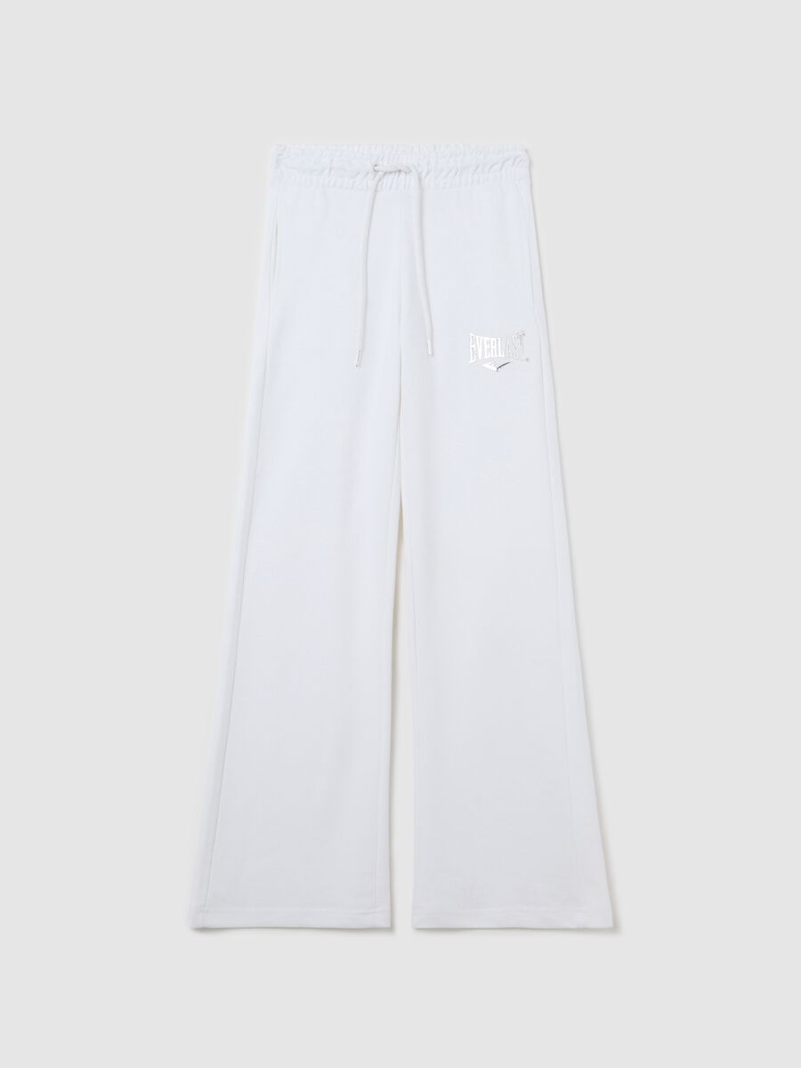 White flare joggers with drawstring and logo print_4