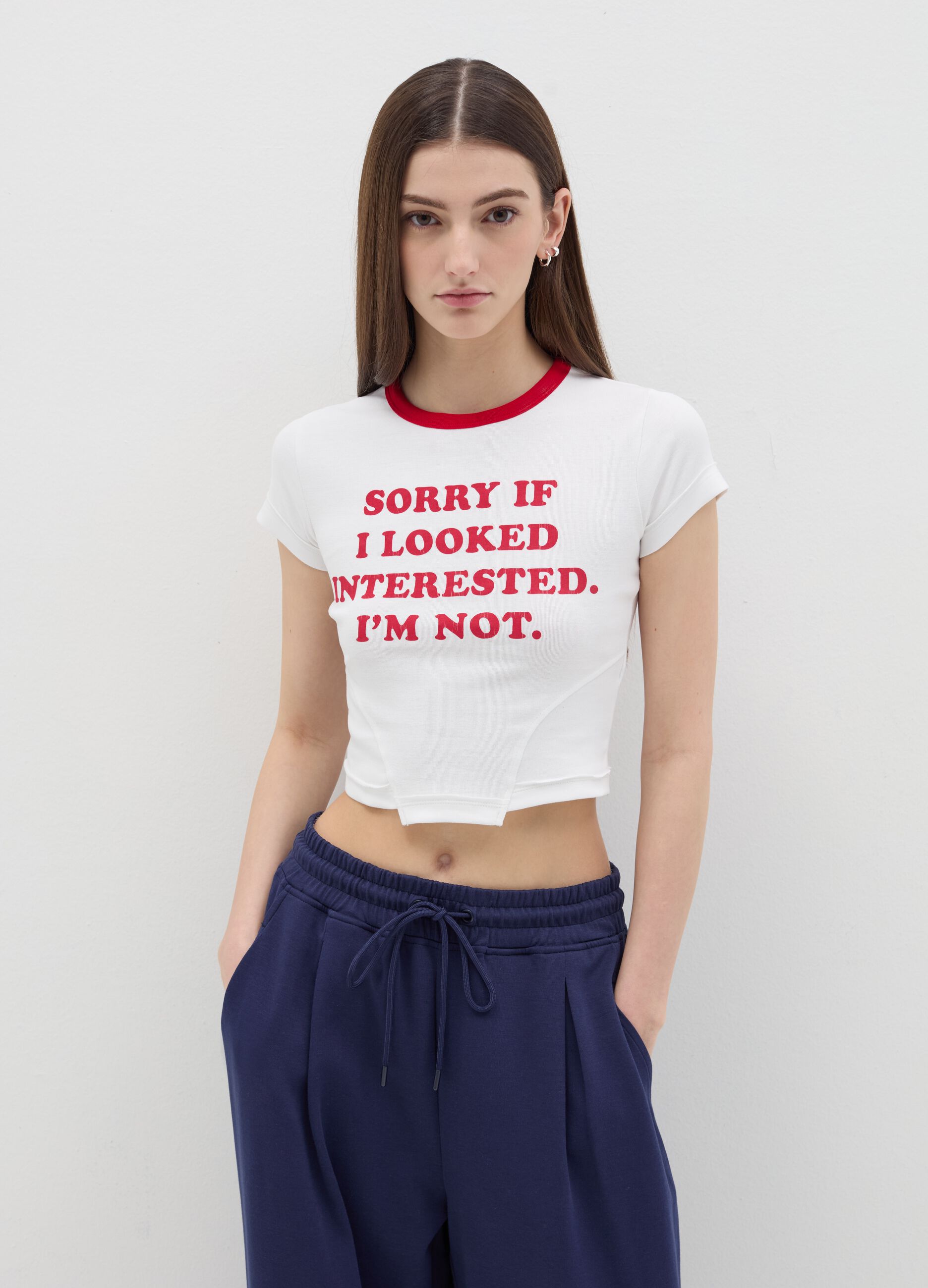 T-shirt with printed lettering