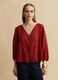 Red ramie and lyocell blend shirt with V-neck, regular fit_2